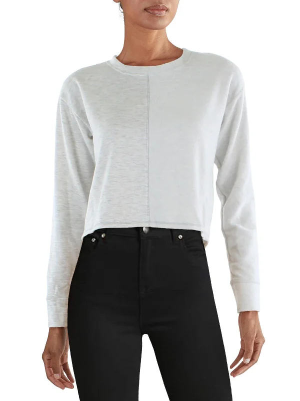 Warehouse Sale Womens Mixed Media Cropped Sweatshirt