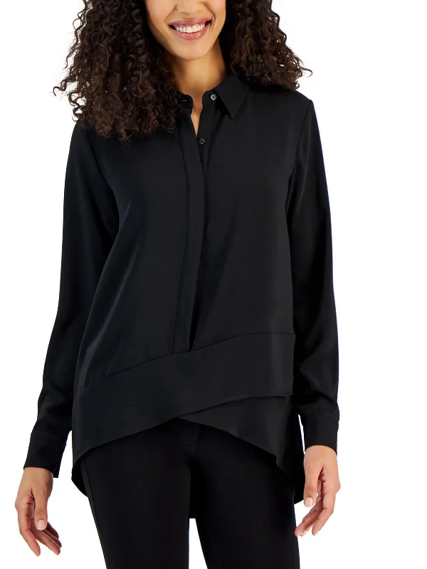 Discount Deals Womens Overlap Long Sleeves Blouse
