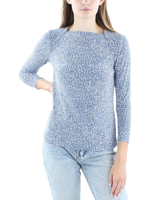 New Deals Womens Printed Square Neck Blouse