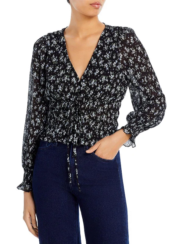 Today Only Womens Printed V Neck Crop Top