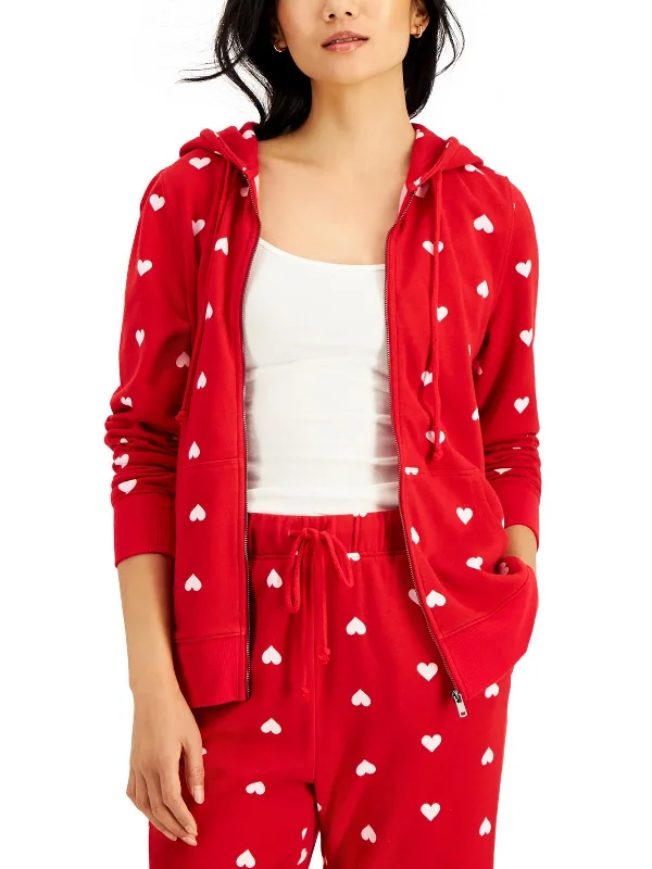 Price Fest Womens Printed Zip Up Hooded Sweatshirt