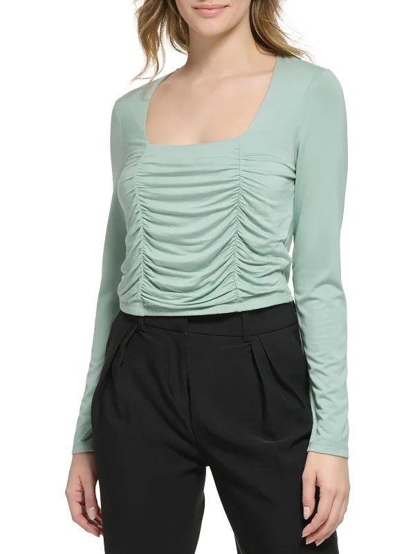 Price Smash Womens Ruched Front Knit Cropped