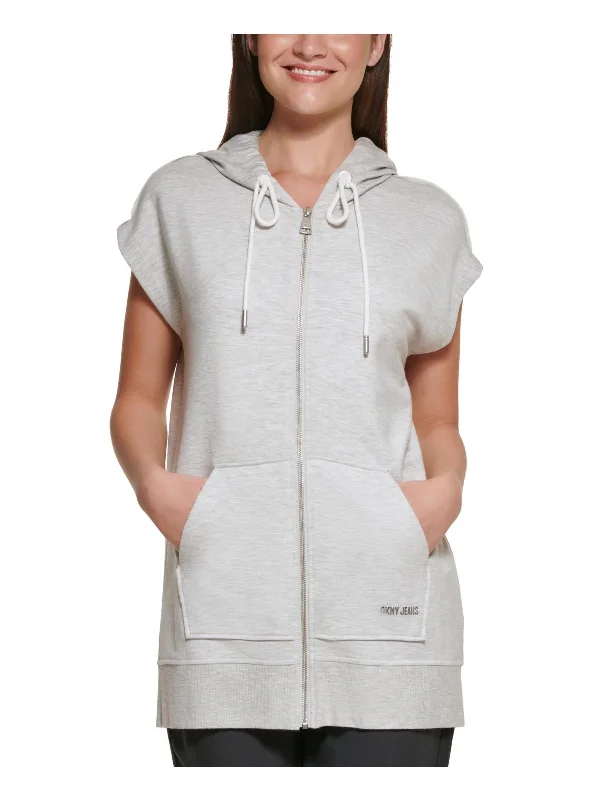 New Markdowns Womens Sleeveless Zip Front Zip Hoodie