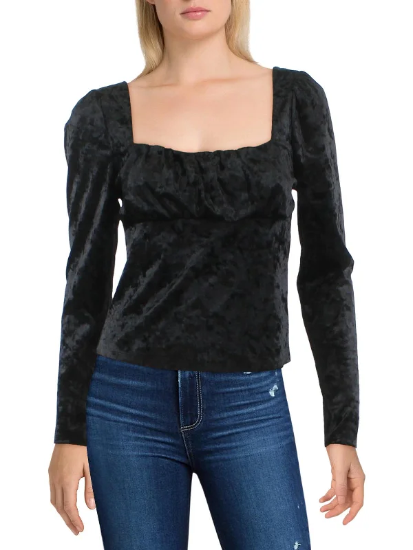 Special Buy Womens Velvet Square Neck Blouse