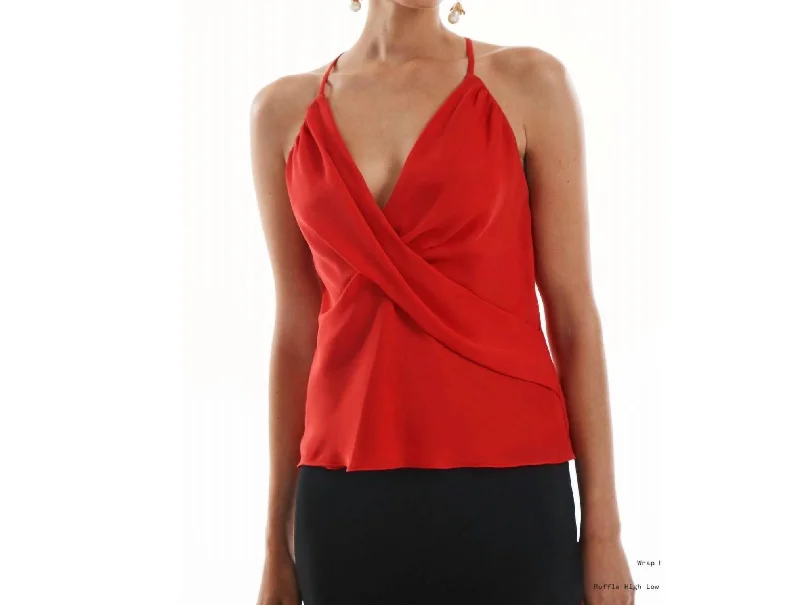 Price Blitz Wrap Halter Tank In Ruby