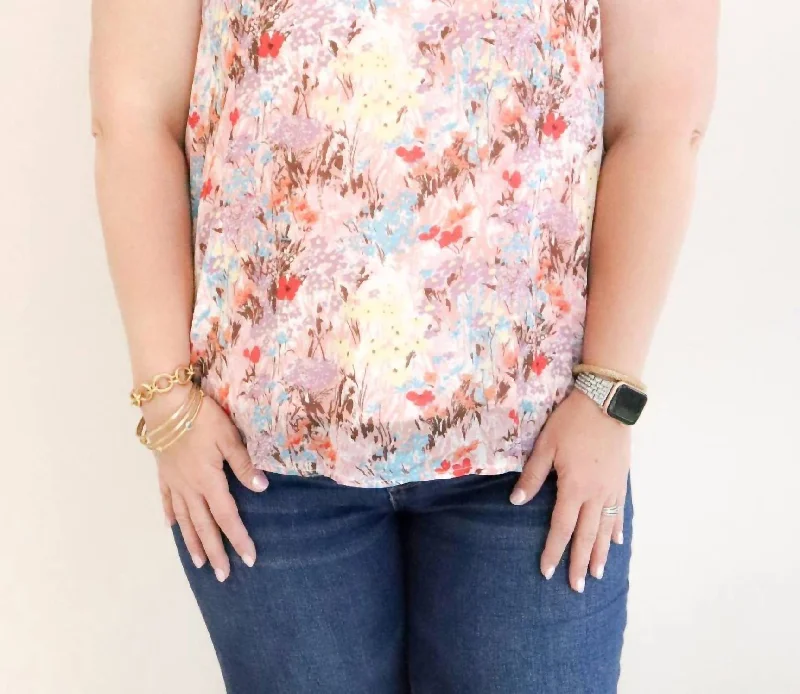 Today Only Yoryo Chiffon Floral Top In Pink