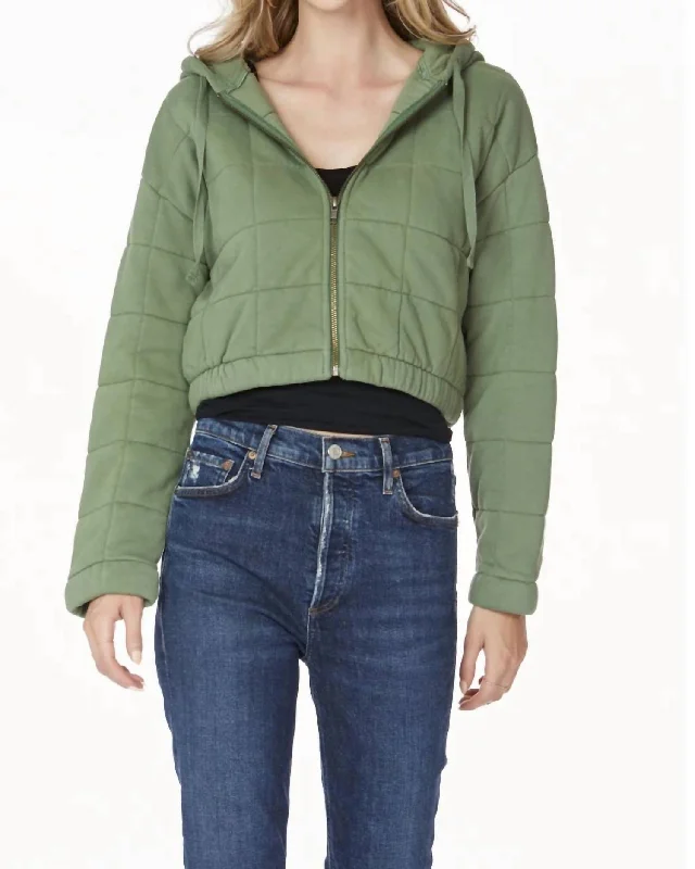 Final Clearance Zip Front Crop Hoodie In Sprout