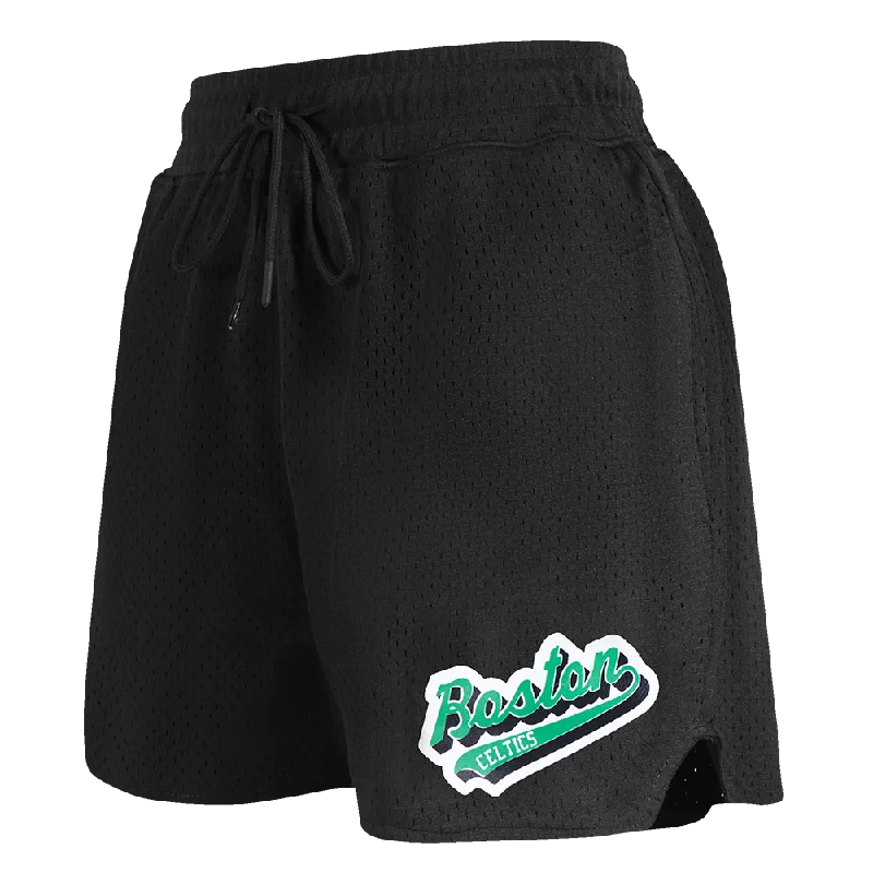 YEAR-End Sale NBA BOSTON CELTICS SCRIPT TAIL WOMEN'S MESH SHORT (BLACK)
