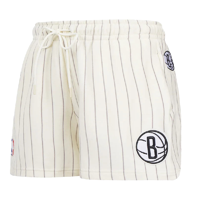 Overstock Sale NBA BROOKLYN NETS PINSTRIPE RETRO CLASSIC WOMEN'S FLC SHORT (EGGSHELL/ GREY) Overstock Sale NBA BROOKLYN NETS PINSTRIPE RETRO CLASSIC WOMEN'S FLC SHORT (EGGSHELL/ GREY)