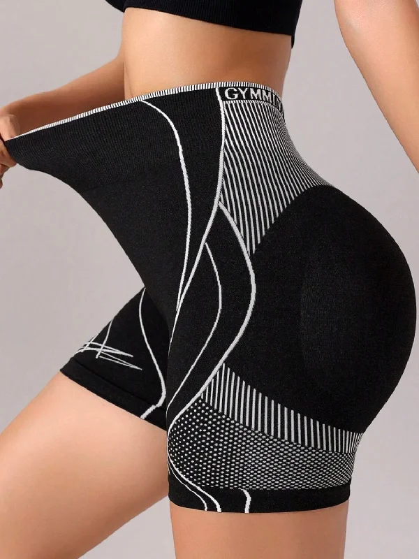 Don't Wait ZASUWA Female Contrast Color Stripe High-waisted  Quick Dry Scrunch Bum Booty Shorts