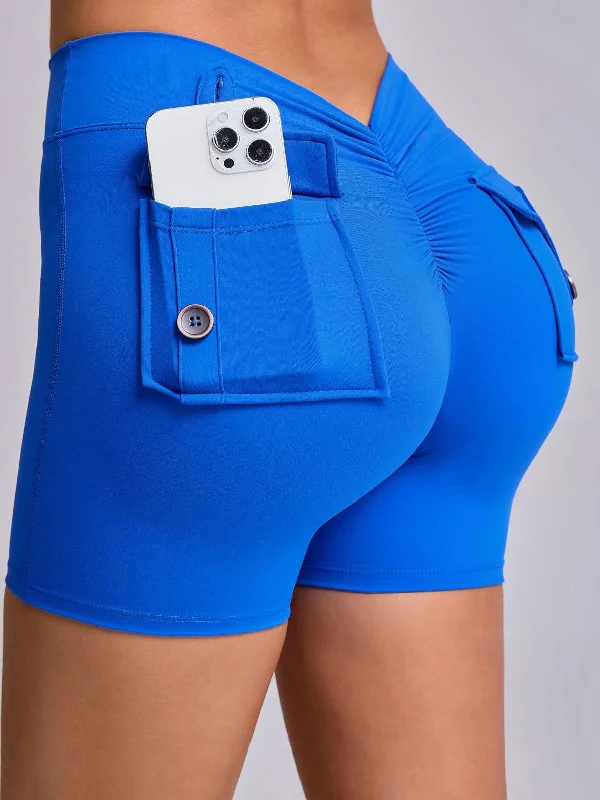 Hurry In ZASUWA Female Deep V Back Pocket Scrunch Bum Booty Shorts