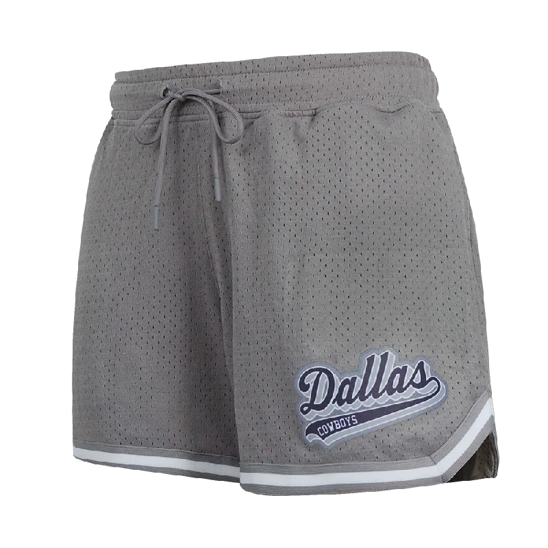 Price Drop Alert NFL DALLAS COWBOYS SCRIPT TAIL WOMEN'S MESH TAPE SHORT (GRAY)