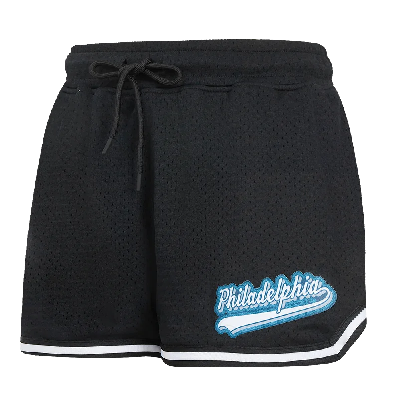 Customer Appreciation Sale NFL PHILADELPHIA EAGLES SCRIPT TAIL WOMEN'S MESH TAPE SHORT (BLACK)