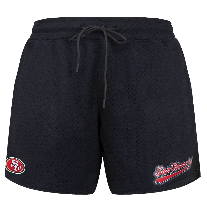 Closeout Sale NFL SAN FRANCISCO 49ERS SCRIPT TAIL WOMEN'S MESH TAPE SHORT (BLACK)