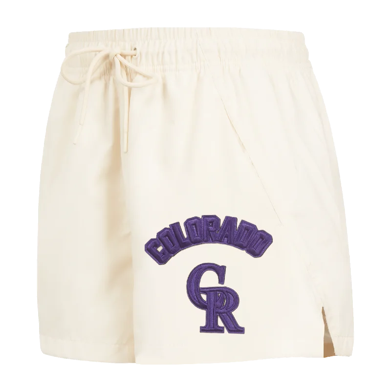 Factory Direct Sale MLB COLORADO ROCKIES TRIPLE TONAL WOMEN'S WOVEN SHORT (EGGSHELL) Factory Direct Sale MLB COLORADO ROCKIES TRIPLE TONAL WOMEN'S WOVEN SHORT (EGGSHELL)