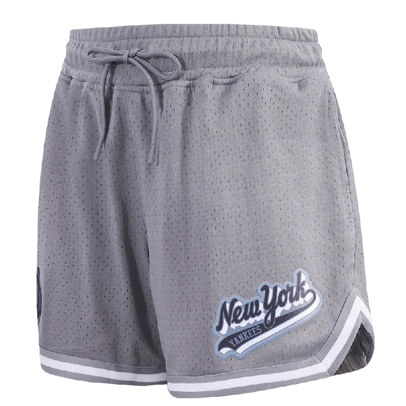 Buy More, Save More MLB NEW YORK YANKEES SCRIPT TAIL WOMEN'S MESH TAPE SHORT (GRAY)
