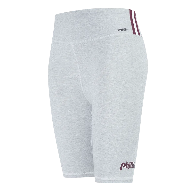 Great Deals MLB PHILADELPHIA PHILLIES RETRO CLASSIC WOMEN'S BIKE SHORT (HEATHER GREY)
